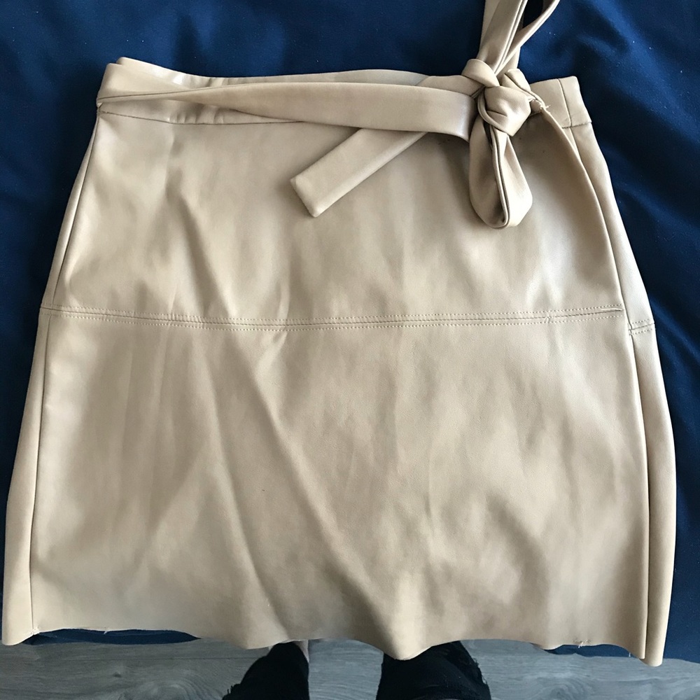Wilfred Beige leather wrap skirt